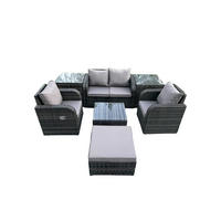 LOUNGESOFA-SET Polyrattan Dunkelgrau 5-Sitzer - Dunkelgrau, Metall - Fimous