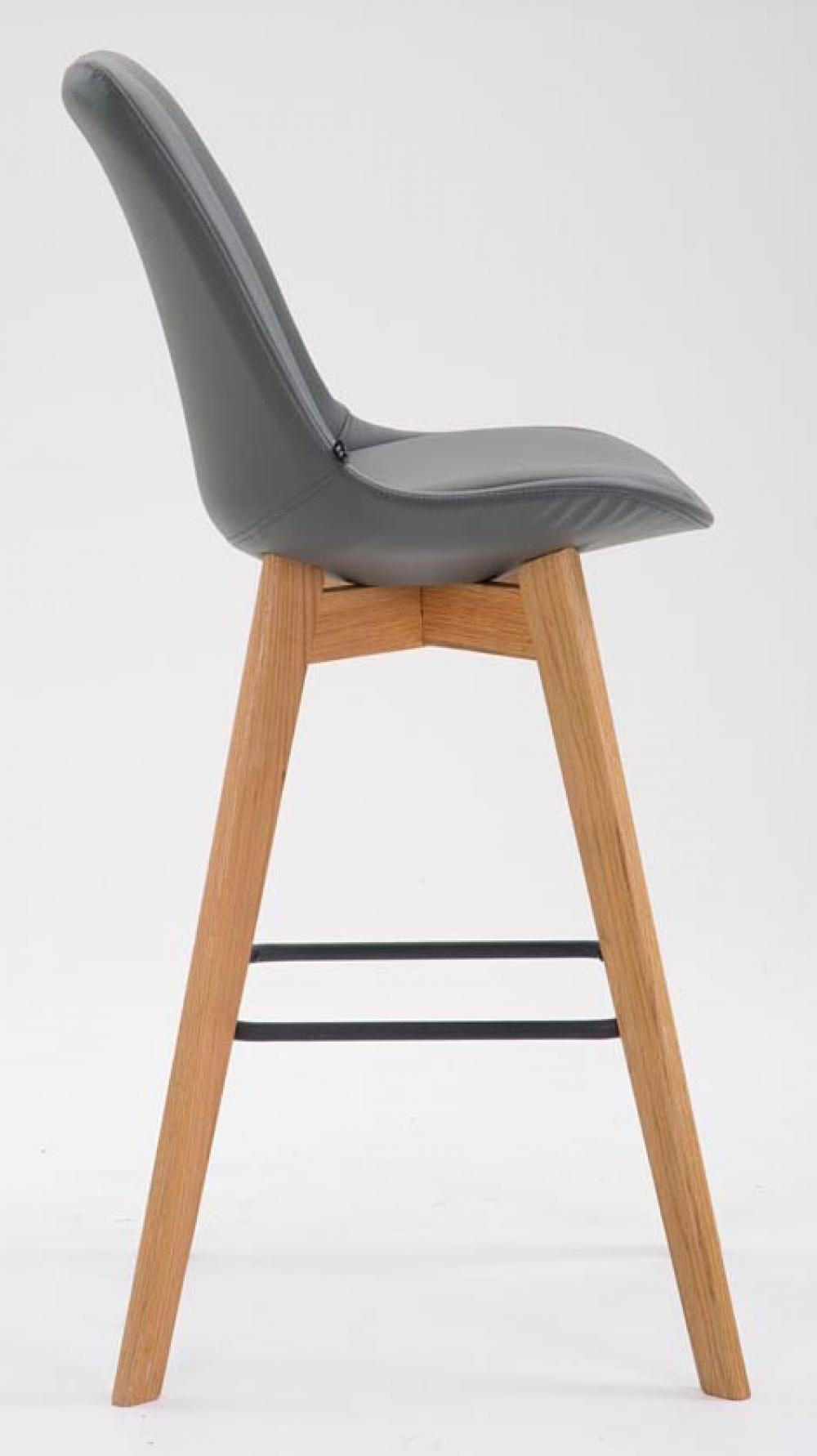 BARHOCKER 2er Set Lederlook grau - Eukalyptusholzfarben/Grau, Holz/Textil (48/112/56cm) - CLP