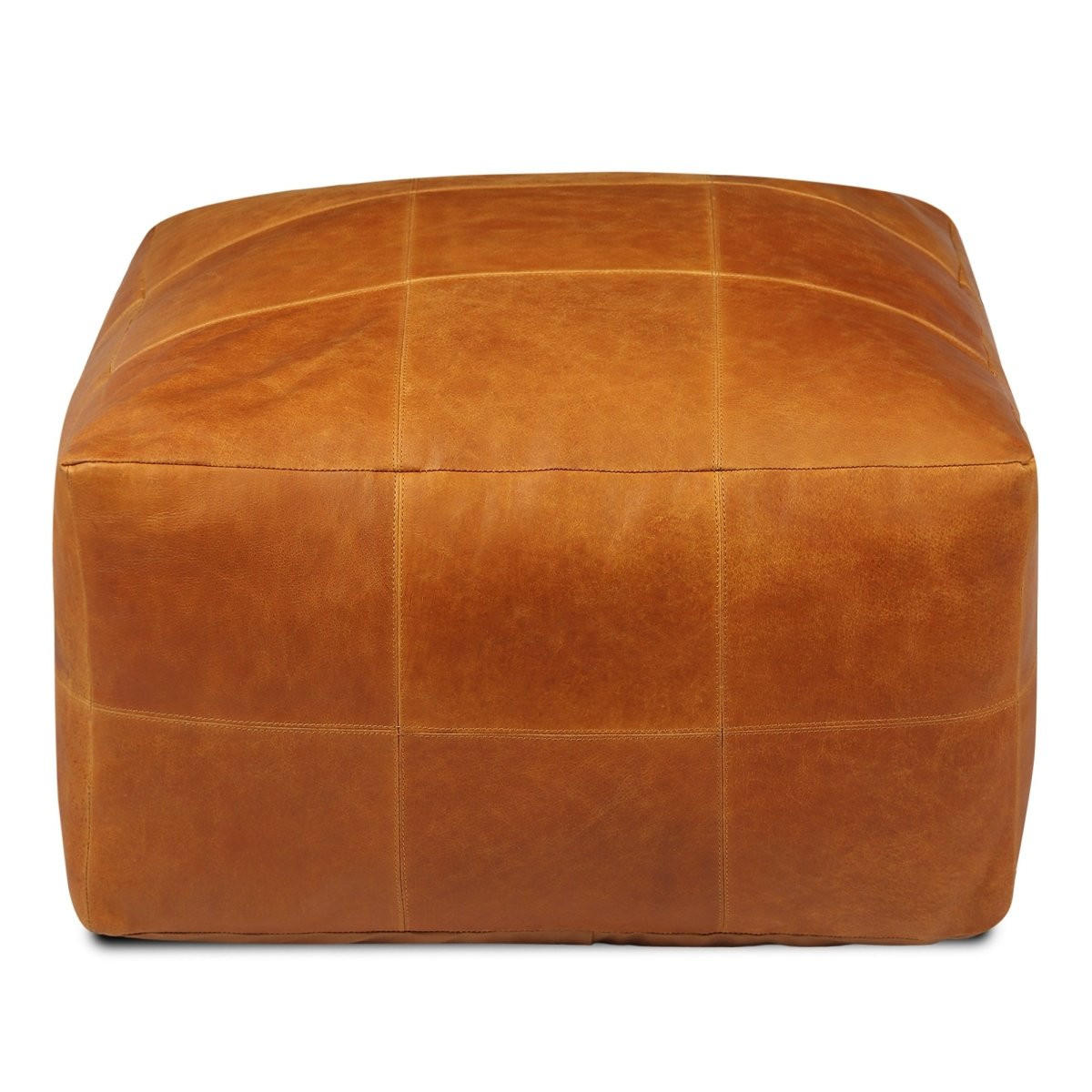 POUF 75/75/45 cm Echtleder Cognacbraun - Braun, Leder (75/45/75cm) - Furnhouse