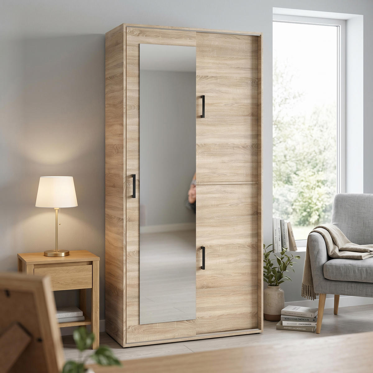 GARDEROBENSCHRANK BENVENO 100/21040 Modern Garderobenschrank Sonoma Eiche - Sonoma Eiche, Holzwerkstoff (100/210/40cm) - MASSENO