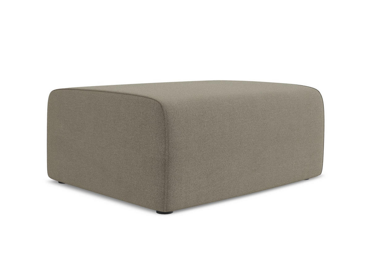 POUF Strukturstoff Stoff Beige - Beige/Schwarz, Kunststoff/Textil (90/80/60cm) - Makamii