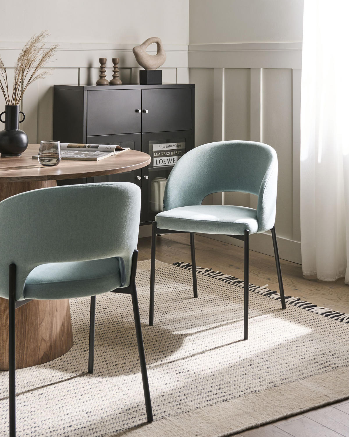 ESSZIMMERSTUHL 2er-Set Hellblau Penny - Blau/Schwarz, Textil (46/76/50cm) - Beliani