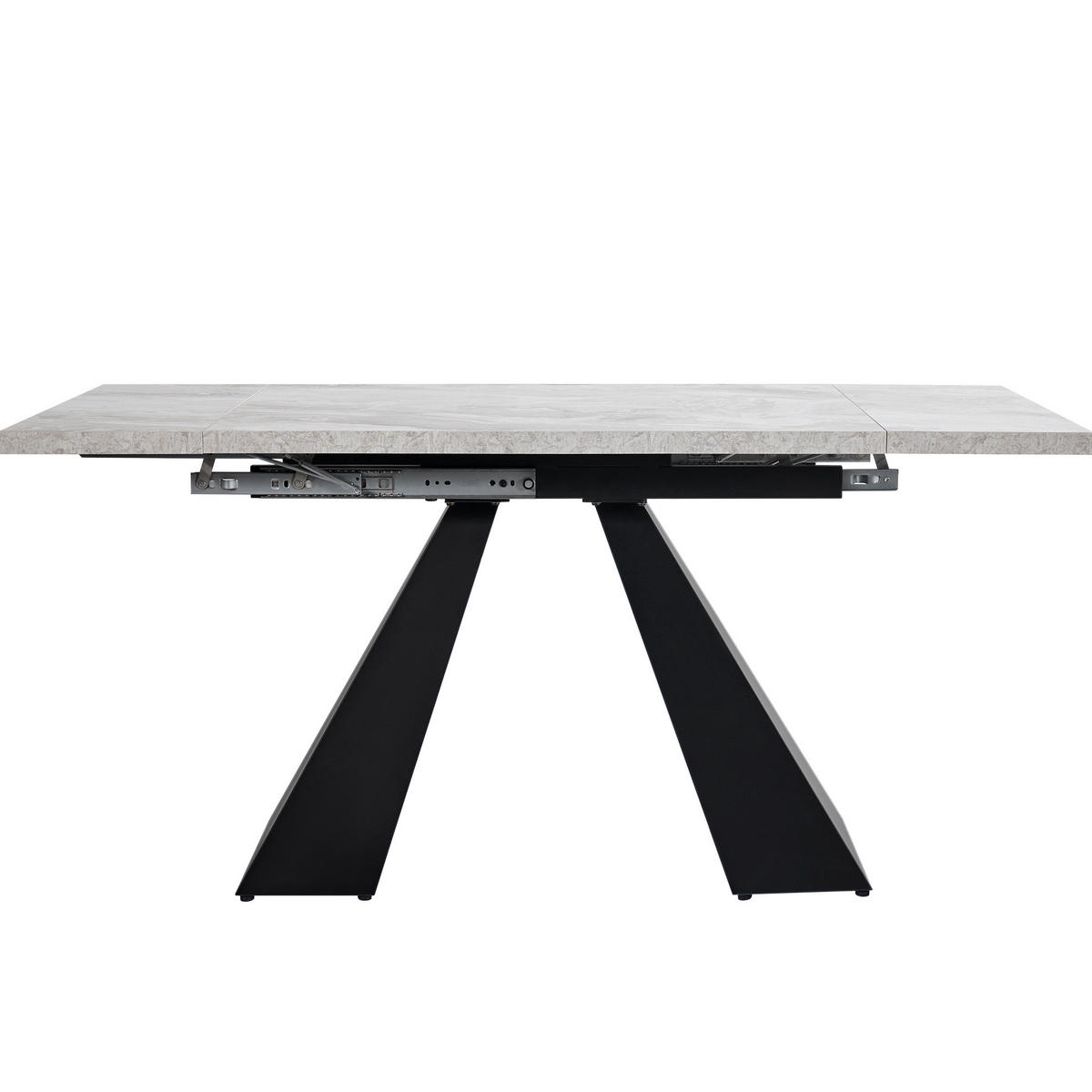 ESSTISCH 99-159x74x77 cm in Schwarz-Grau aus MDF mit Marmoroptik und höhenverstellbaren Metallbeinen - Grau, Holzwerkstoff (74/159/77cm) - Modfu