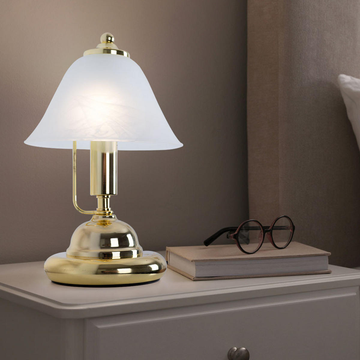 TISCHLEUCHTE Messing Glas Gold - Goldfarben, Glas (17/17/27cm) - Globo Lighting