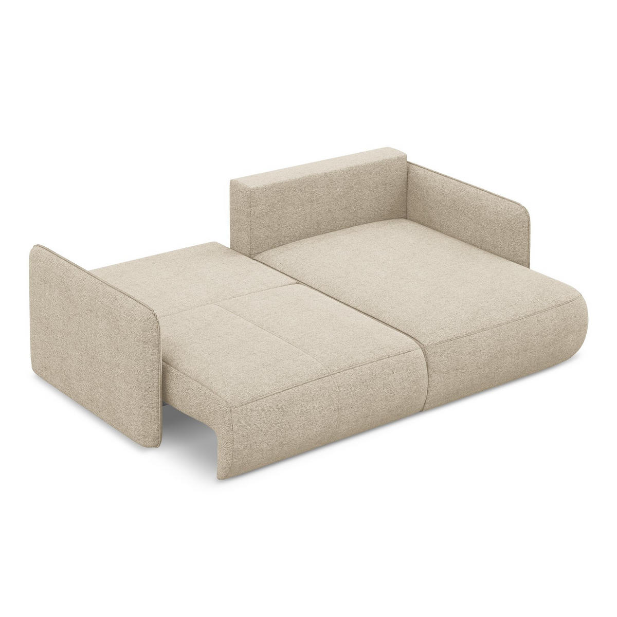 ECKSOFA mit Schlaffunktion Chenille Stoff Beige - Beige/Schwarz, Kunststoff/Textil (207/148cm) - LaMiaSofa