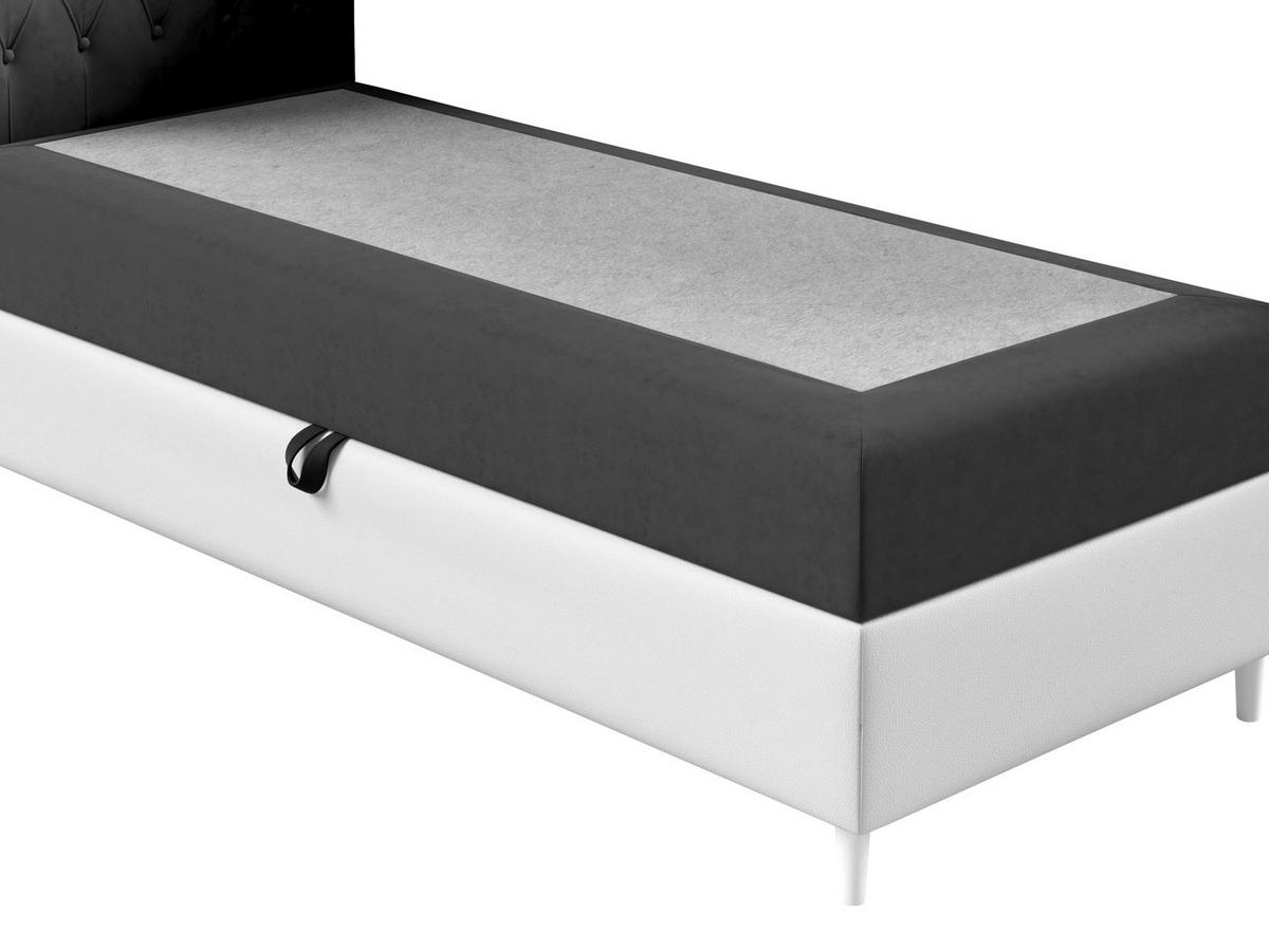 BOXBETT Filip Junior 1, Seite zum Öffnen des Bettkastens: Links - Schwarz/Weiß, Holz (90/200cm) - MIRJAN24