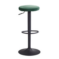 BARHOCKER Samt Höhenverstellbar Ohne Lehne Drehbar Metallgestell, Grün 40x40x79 cm - Schwarz/Grün, Textil/Metall (40/79/40cm) - KADIMA DESIGN