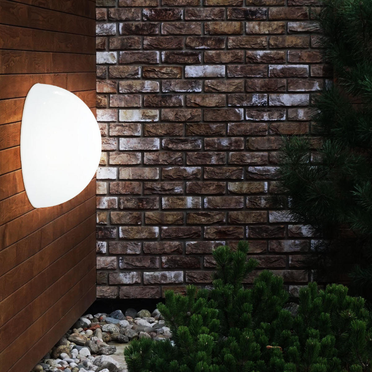 LED AUSSENLEUCHTE Halbkugel Weiß opal 2er Set - Weiß, Kunststoff (20/20/10cm)