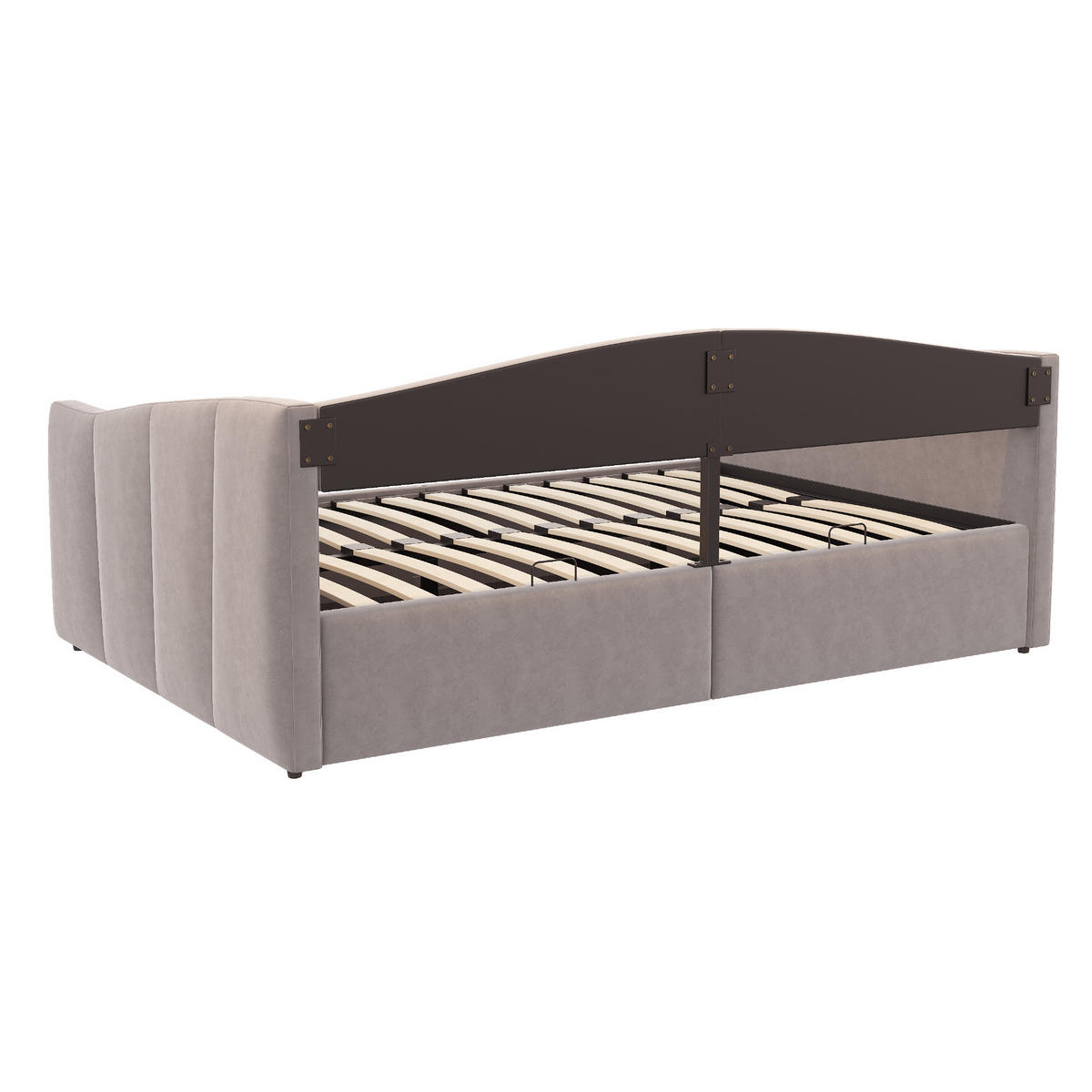 BETT 140/200 cm mit hydraulischer Lagerung und Lattenrost Hellgrau - Hellgrau, Leder (140/200cm) - OKWISH