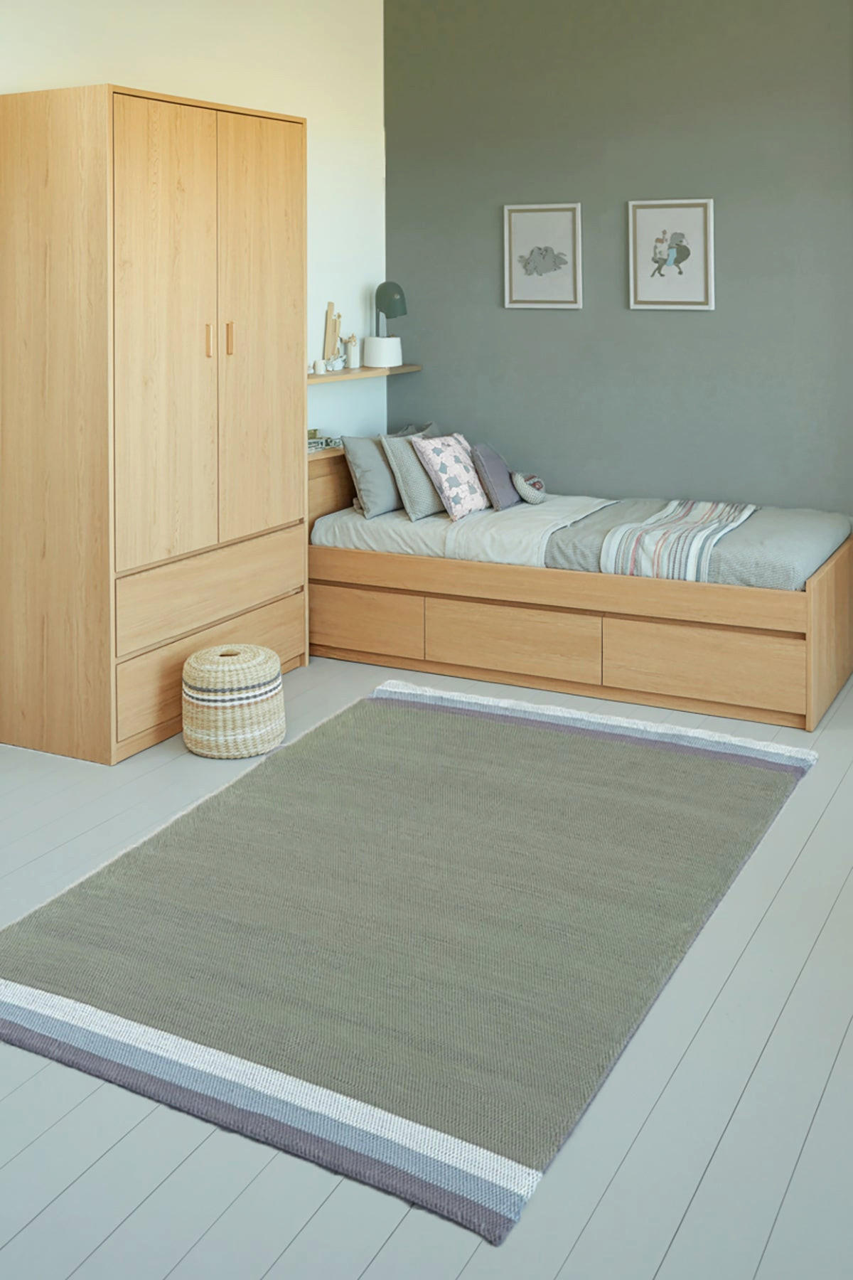 TEPPICH aus recycelter Baumwolle handgewebt grün - Grün, Naturmaterialien (140/200cm) - AFK Living