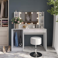 SCHMINKTISCH Sherry Weiß/Weiß Hochglanz 119.8 cm 5 Teile - Weiß Hochglanz, Holzwerkstoff (119.8/76/50.1cm) - Vicco