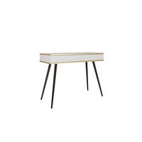 KONSOLENTISCH FORNO (Weiß, Goldene Details, 2 Schubladen, schwarze Metallfüße) - Schwarz/Weiß, Holz/Holzwerkstoff (50/102/80cm) - Ravio