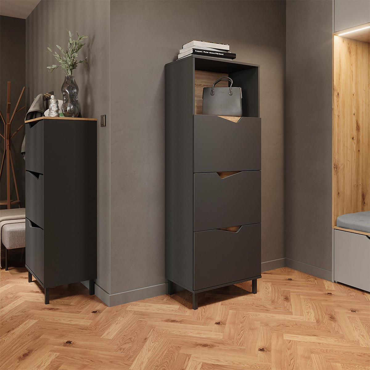 BOTNÍK NA BOTY Marelle Antracit/Artisan - světle šedá/antracitová, kompozitní dřevo (60/129.5/38cm) - Vicco