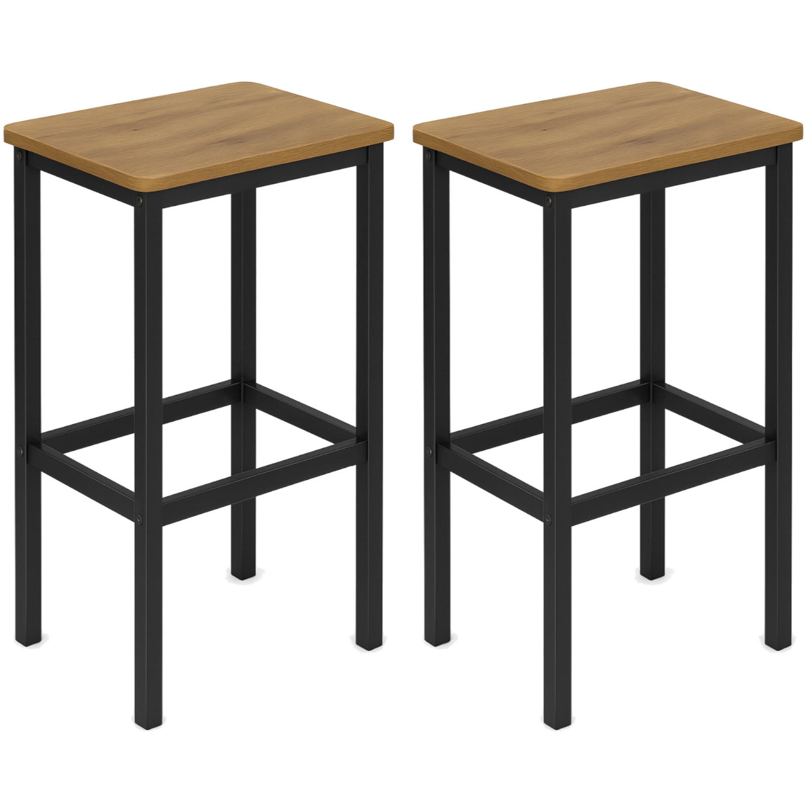 BARHOCKER 2er-Set Metall Hellbraun Holzoptik 40/30/65 cm - Hellbraun/Dunkelbraun, Holzwerkstoff (30/65/40cm) - Begryf