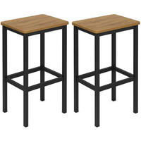 BARHOCKER 2er-Set Metall Hellbraun Holzoptik 40/30/65 cm - Hellbraun/Dunkelbraun, Holzwerkstoff (30/65/40cm) - Begryf