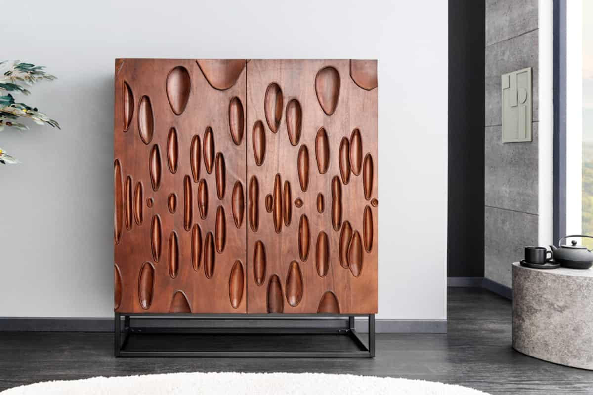 HIGHBOARD DUNE Akazie Braun 120cm - Schwarz/Braun, Holz/Metall (100/120/38cm) - riess-ambiente