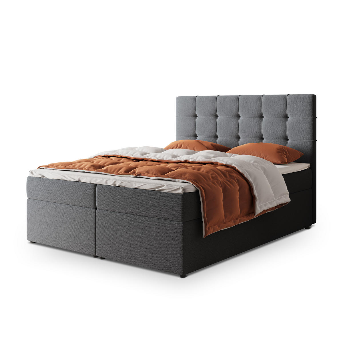 POSTEL BOXSPRING PALMA 140x200 cm, s matrací a úložným prostorem, grafitová - grafitová, kompozitní dřevo/textil (140/200cm) - MASSENO