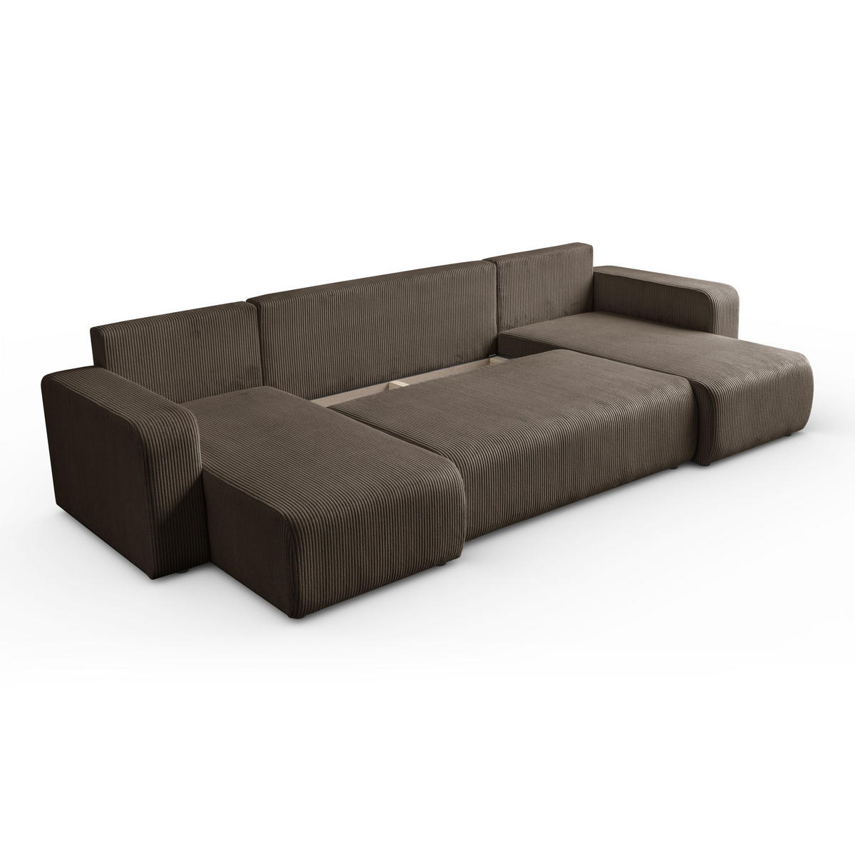 ECKSOFA PRESTIGE U mit Schlaffunktion, Poso 06 - Braun, Textil (317/83/143cm) - Lookway