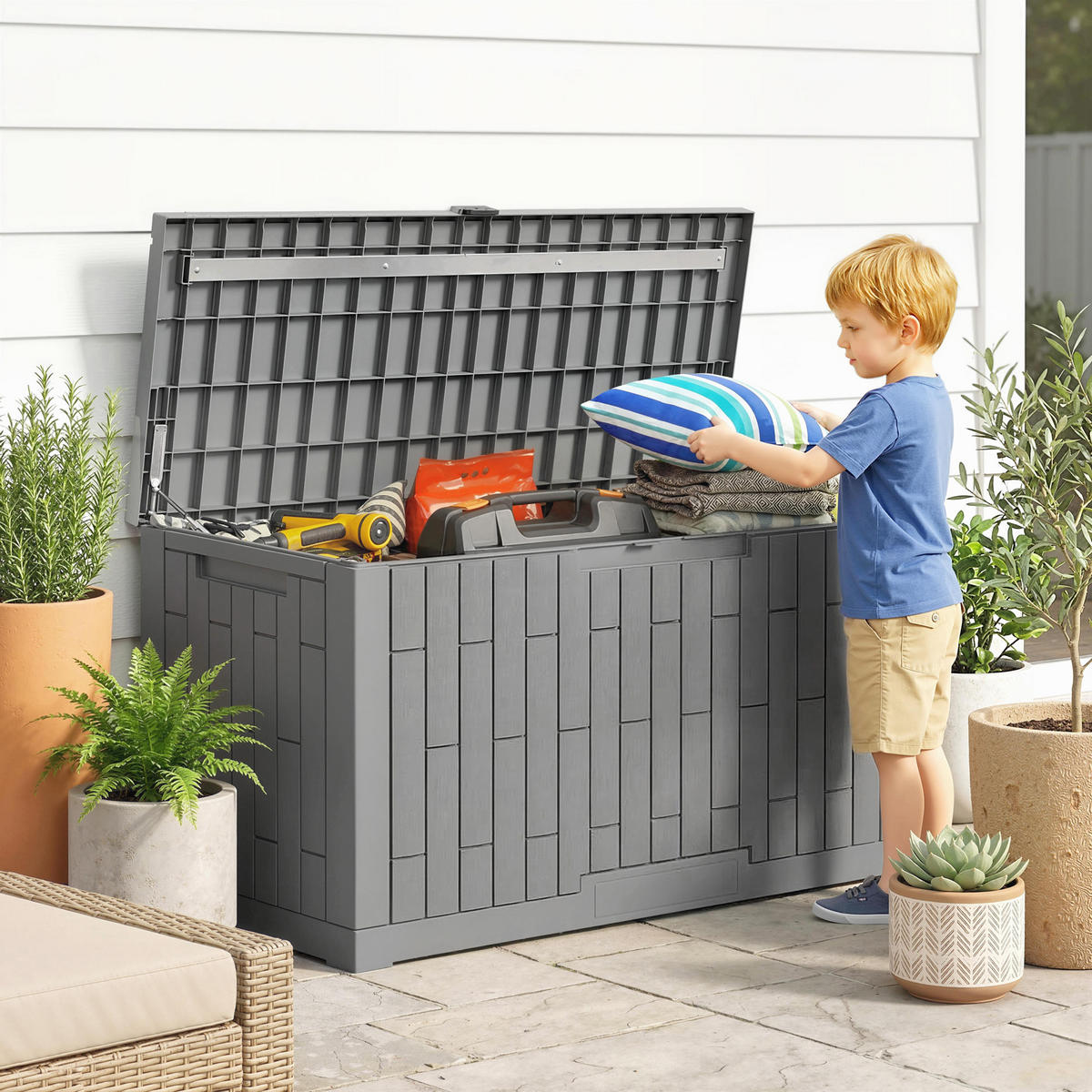 GARTENBOX Kunststoff Grau - Grau, Kunststoff (56/62/122.5cm) - Outsunny