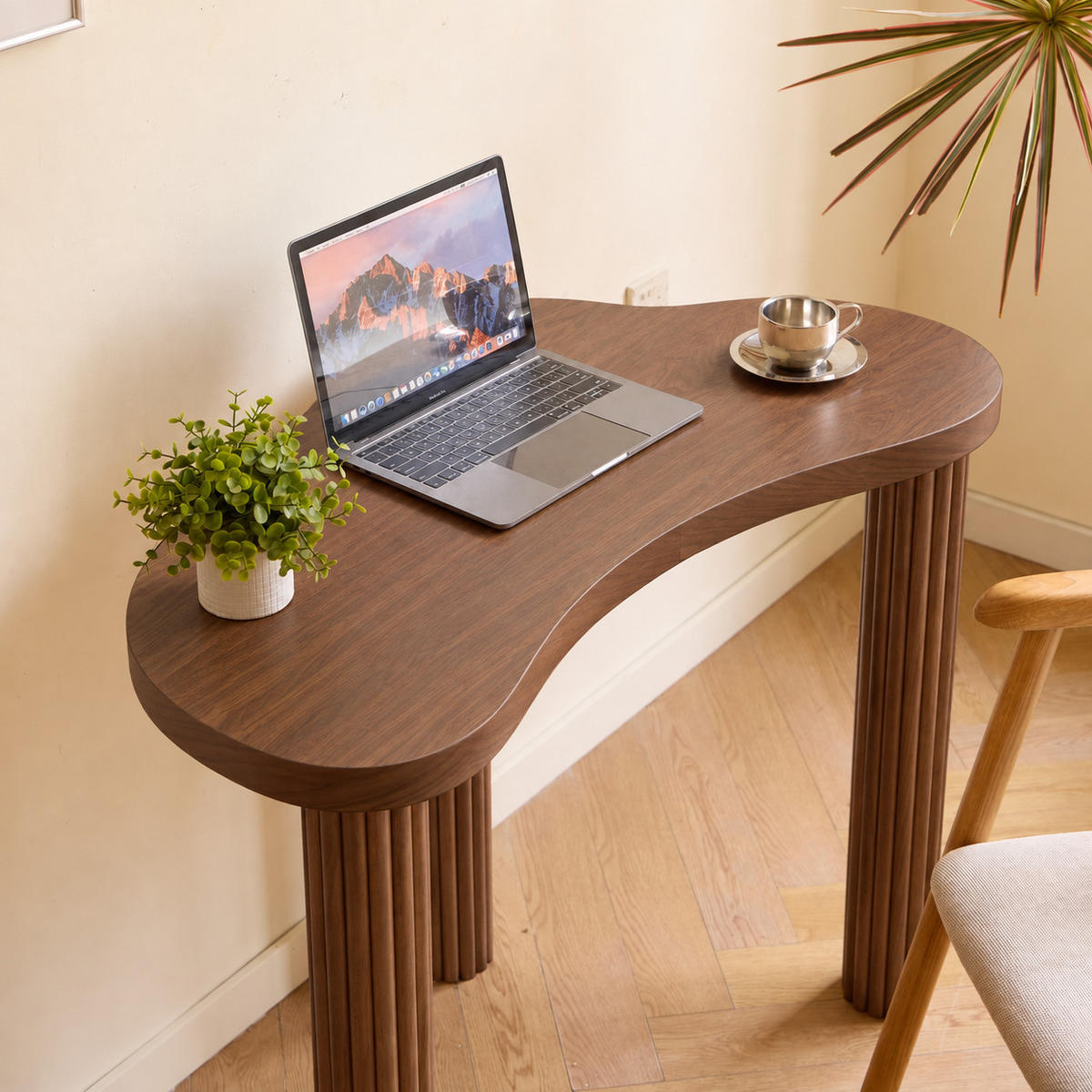 SCHREIBTISCH Abgerundet Dunkelbraun 100 x 60 x 77 cm - Dunkelbraun, Holz (60/100/77cm) - Nordlys