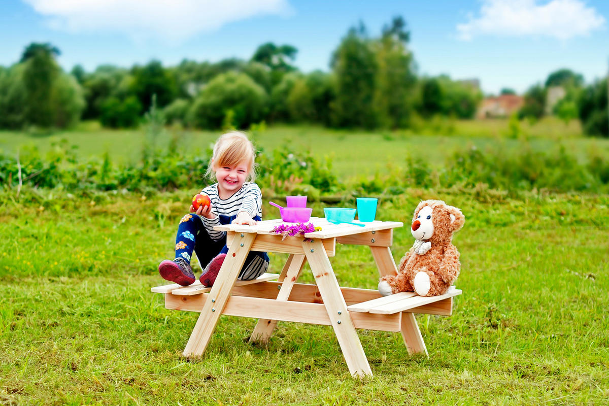 KINDERSITZGARNITUR aus naturholz - H50 x 81 x 60 cm M012-1 - Beige, Holz - Timbela