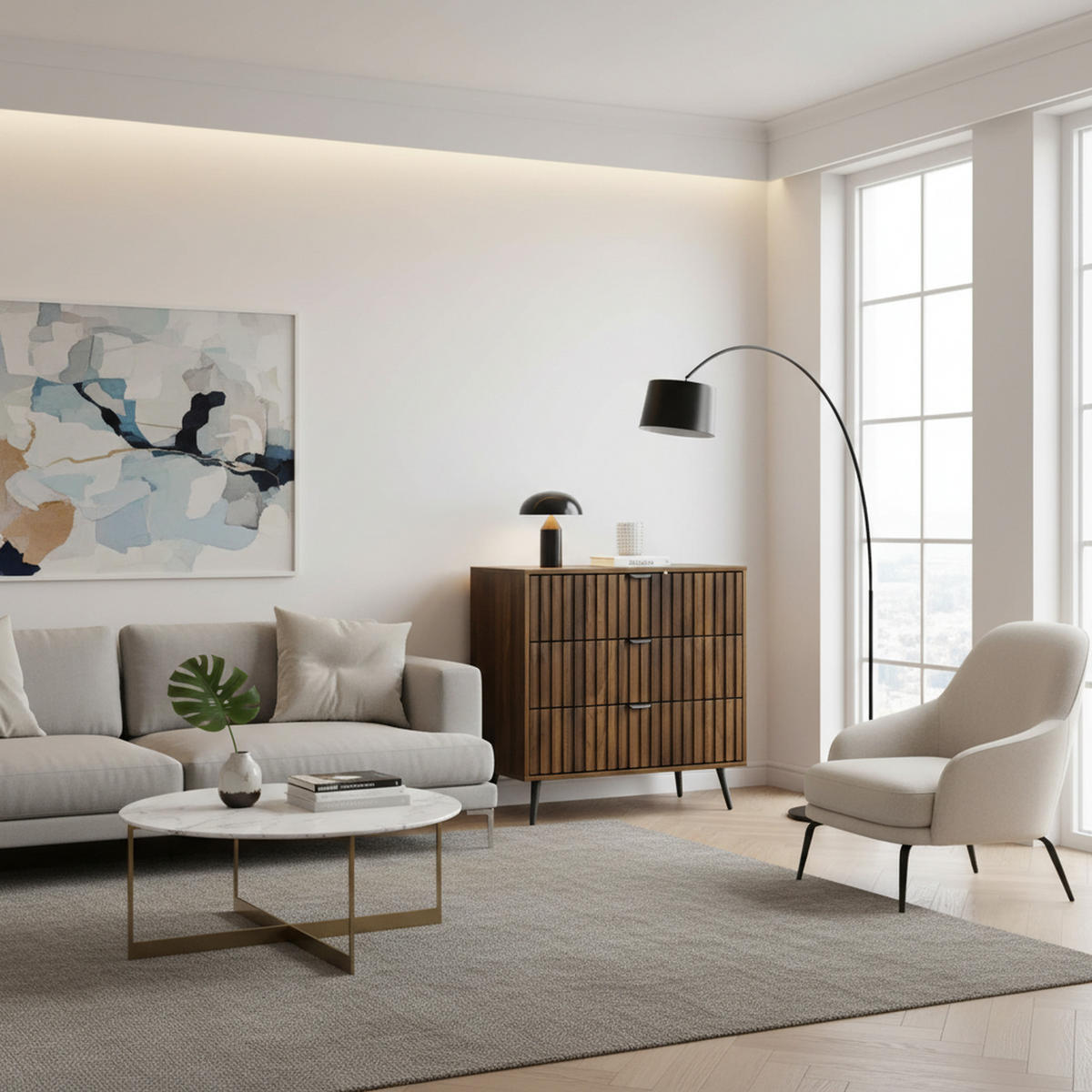 SIDEBOARD 80 cm Walnuss – Sideboard mit 3 Schubladen & Metallbeinen Modern - Walnussfarben/Schwarz, Holzwerkstoff (80/78/38cm) - Urban Meuble