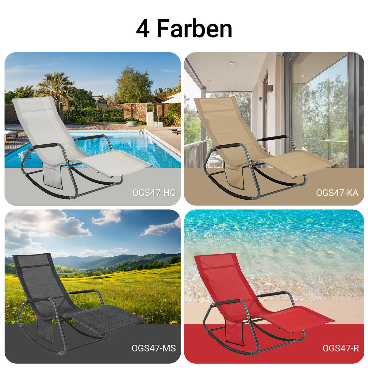 SONNENLIEGE Rot - Rot, Metall (145/85/57cm) - SoBuy