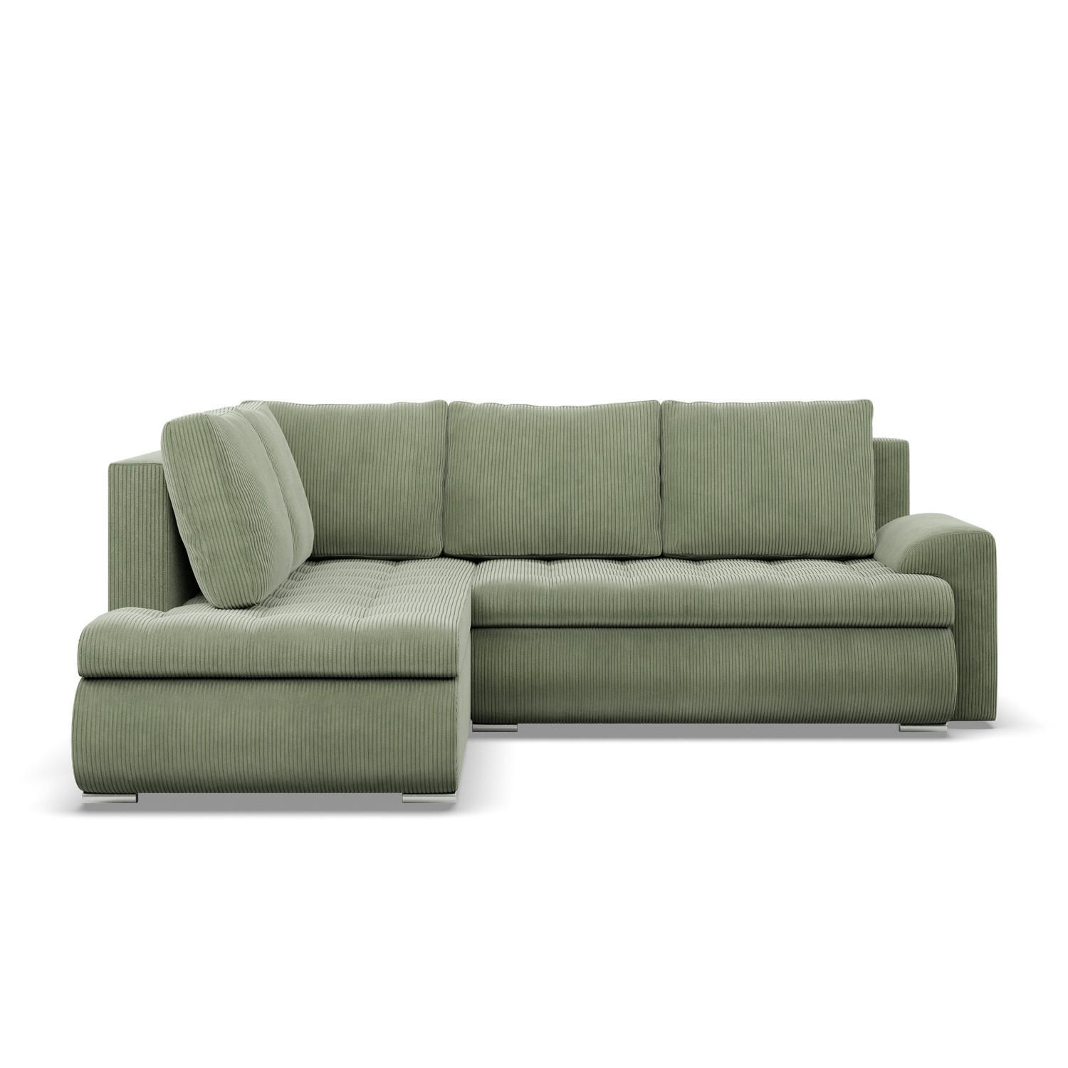 ECKSOFA LINKS MIT SCHLAFFUNKTION FORESTA, Cord - Grün - Grün, Textil (230/200cm) - Mebligo