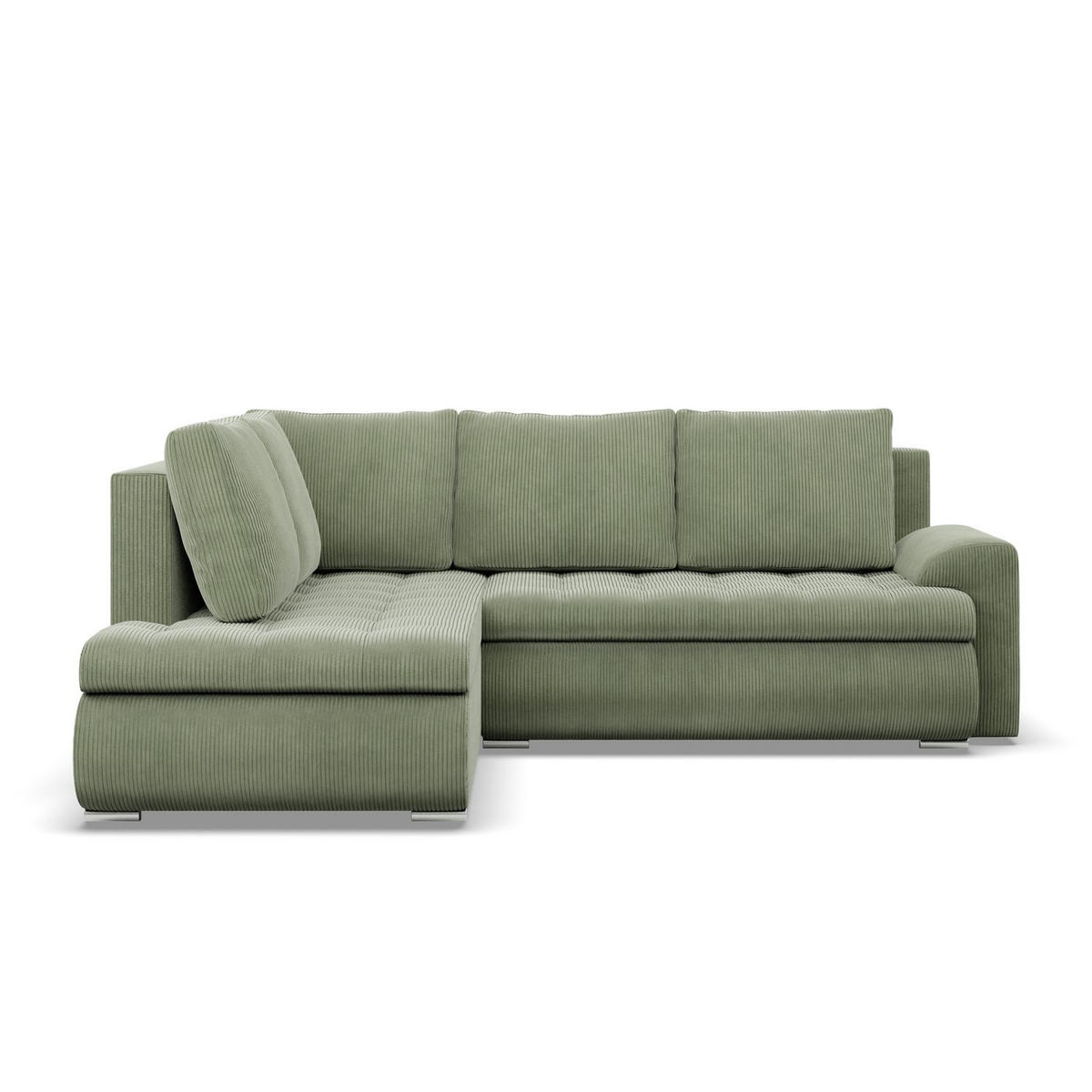 ECKSOFA LINKS MIT SCHLAFFUNKTION FORESTA, Cord - Grün - Grün, Textil (230/200cm) - Mebligo