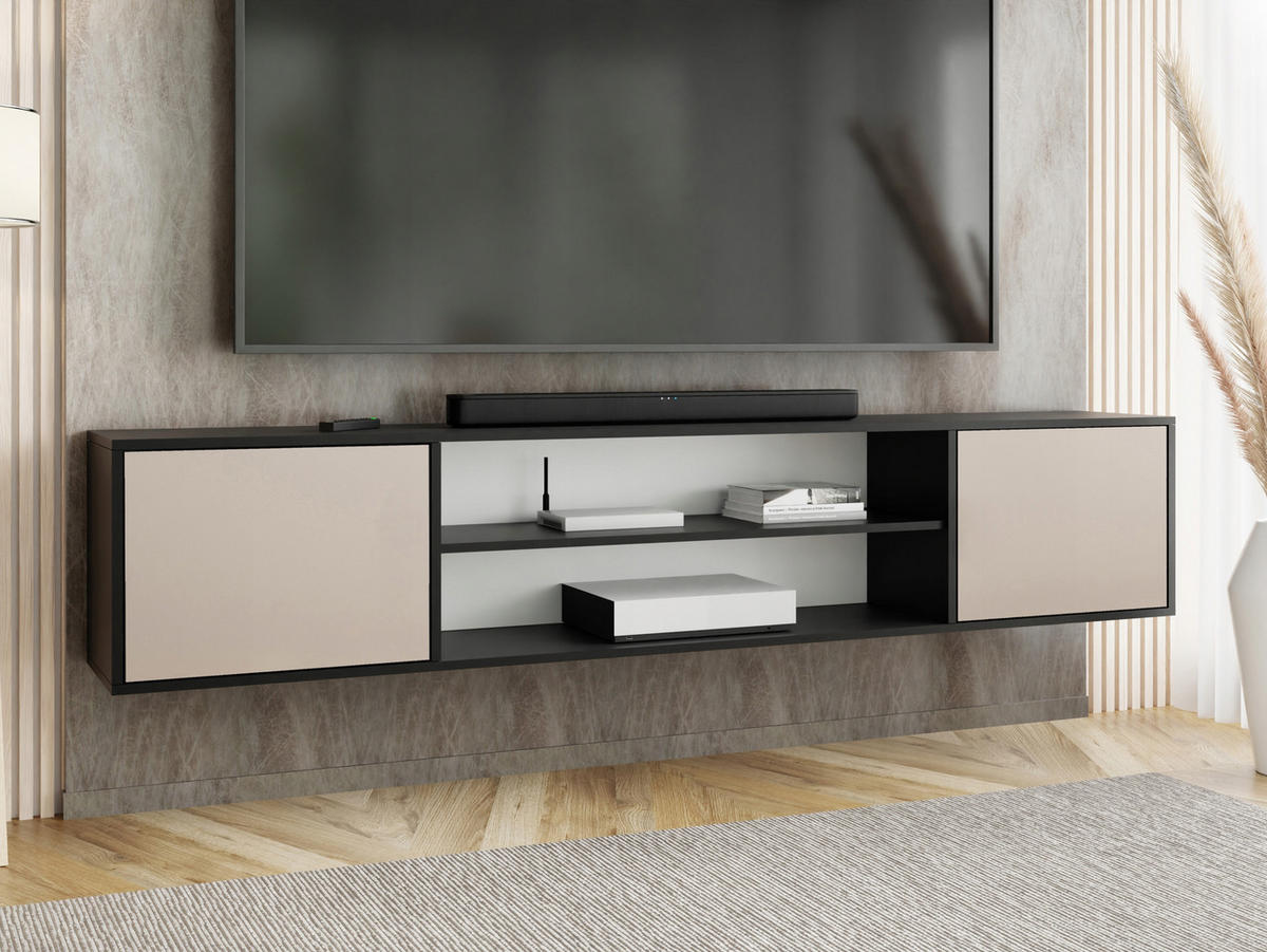 TV-LOWBOARD EDI Schwarz / Kaschmir – 2-türig - Kaschmir/Schwarz, Holzwerkstoff (206.4/42/38.9cm)