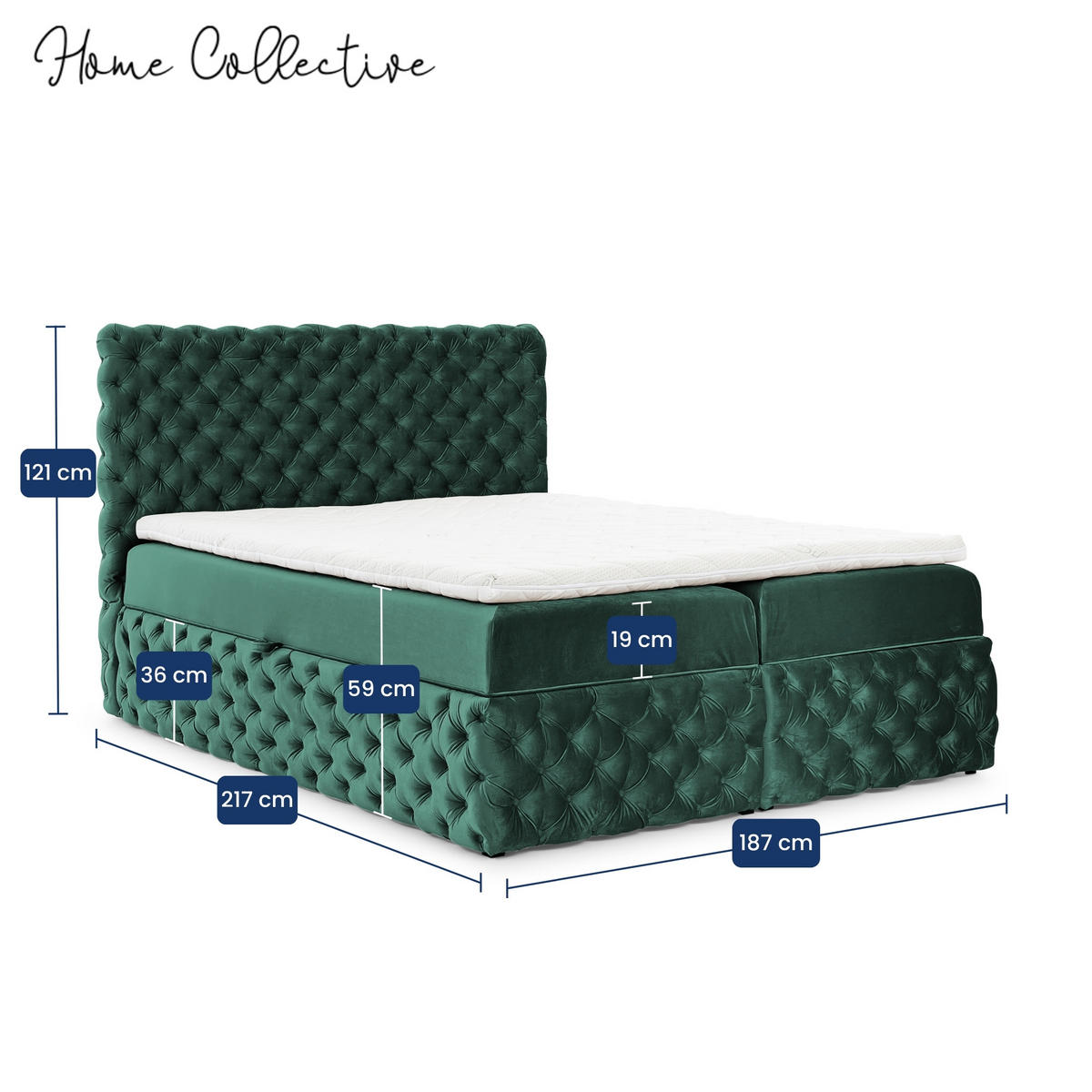BOXBETT mit zwei Stauraum 180x200 cm in Grün - Grün, Textil (180/200cm) - Home Collective