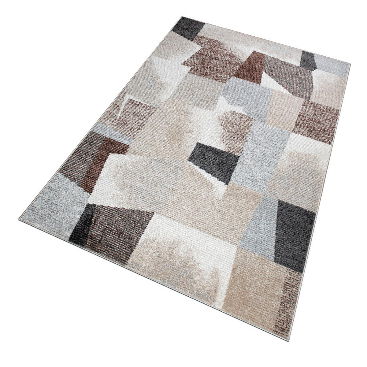 TEPPICH Harmonia Patchwork Design Hoch-Tief-Effekt mehrfarbig 60 x 110 cm - Beige/Creme, Kunststoff/Textil (60/110cm) - oKu-Tex