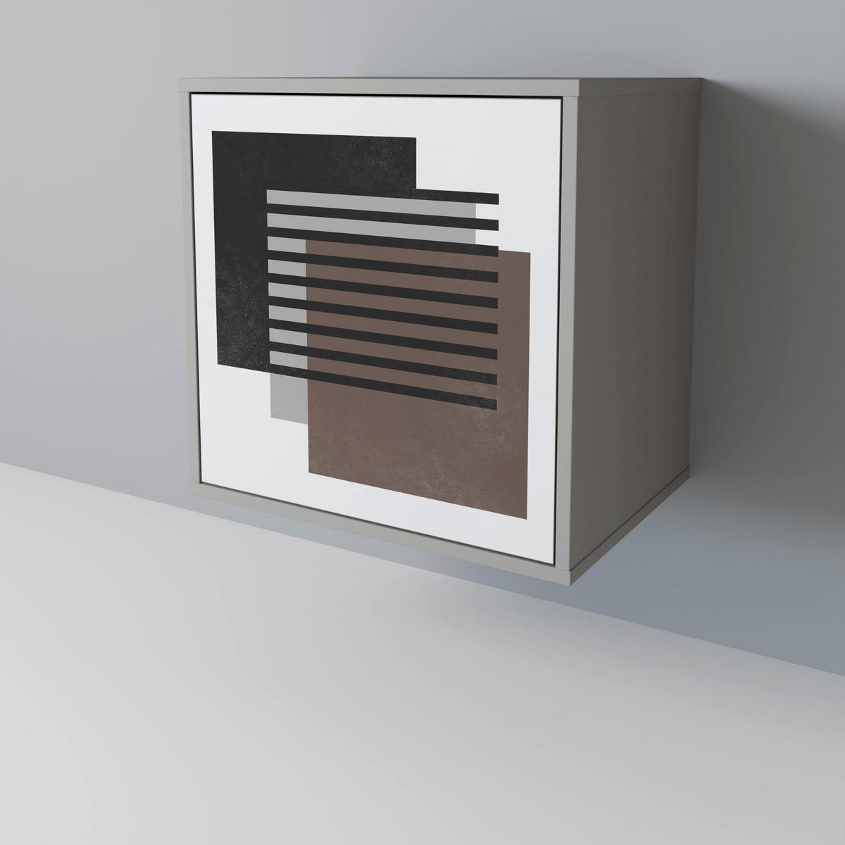 SIDEBOARD SHADOW SYNCHRONY, Grau, 57,5x42x72,5 cm, Schwarze Metallfüße - Multicolor/Schwarz, Holzwerkstoff/Metall (57.5/72.5/42cm) - SpaceRebels