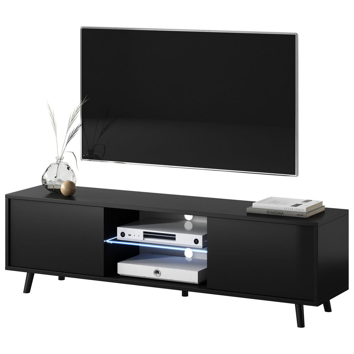 TV-ELEMENT Lefyr Schwarz 140 cm - Schwarz, Holzwerkstoff/Metall (140/40.5/31.3cm) - Selsey