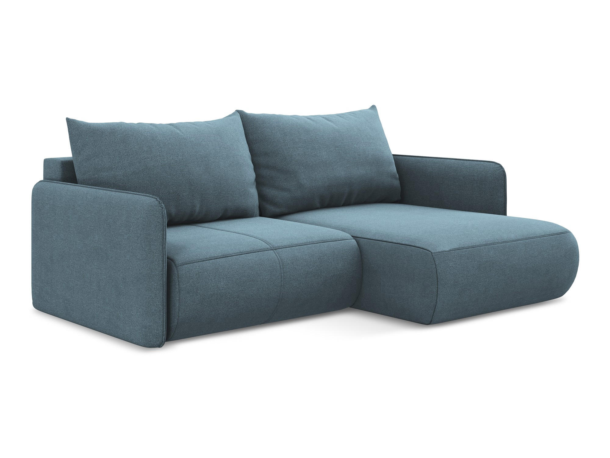 ECKSOFA mit Schlaffunktion Strukturstoff Stoff Blau - Blau/Schwarz, Kunststoff/Textil (207/148cm) - Makamii