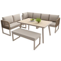 GARTENLOUNGE-SET, PE-Rattan mit Tisch & Sitzkissen, 5-teilig, 121,5/61/77 cm, Beige - Beige, Kunststoff - Redom