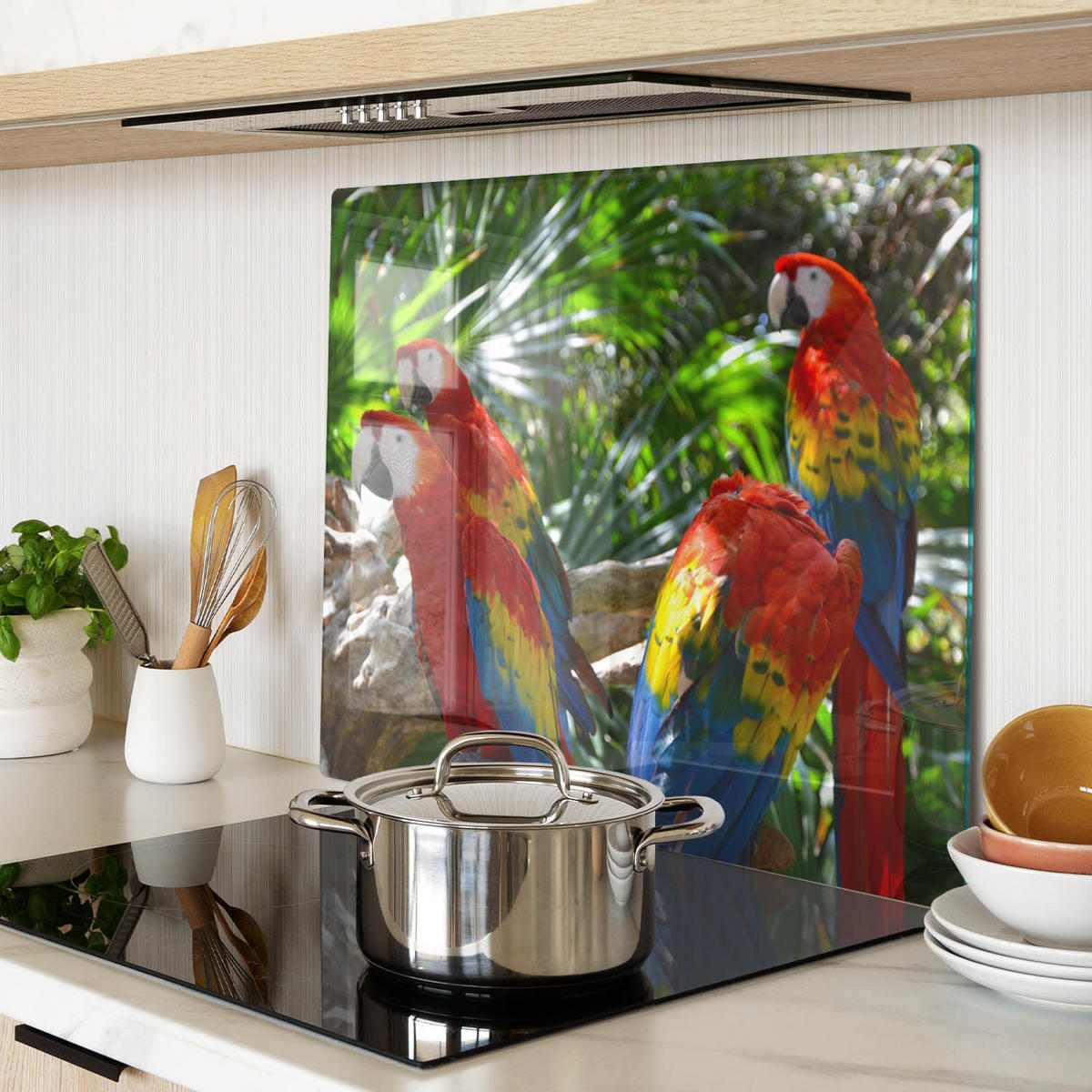 GLASPLATTE 60x52 cm Aras Papageien - Multicolor, Glas (60/52cm) - TULUP