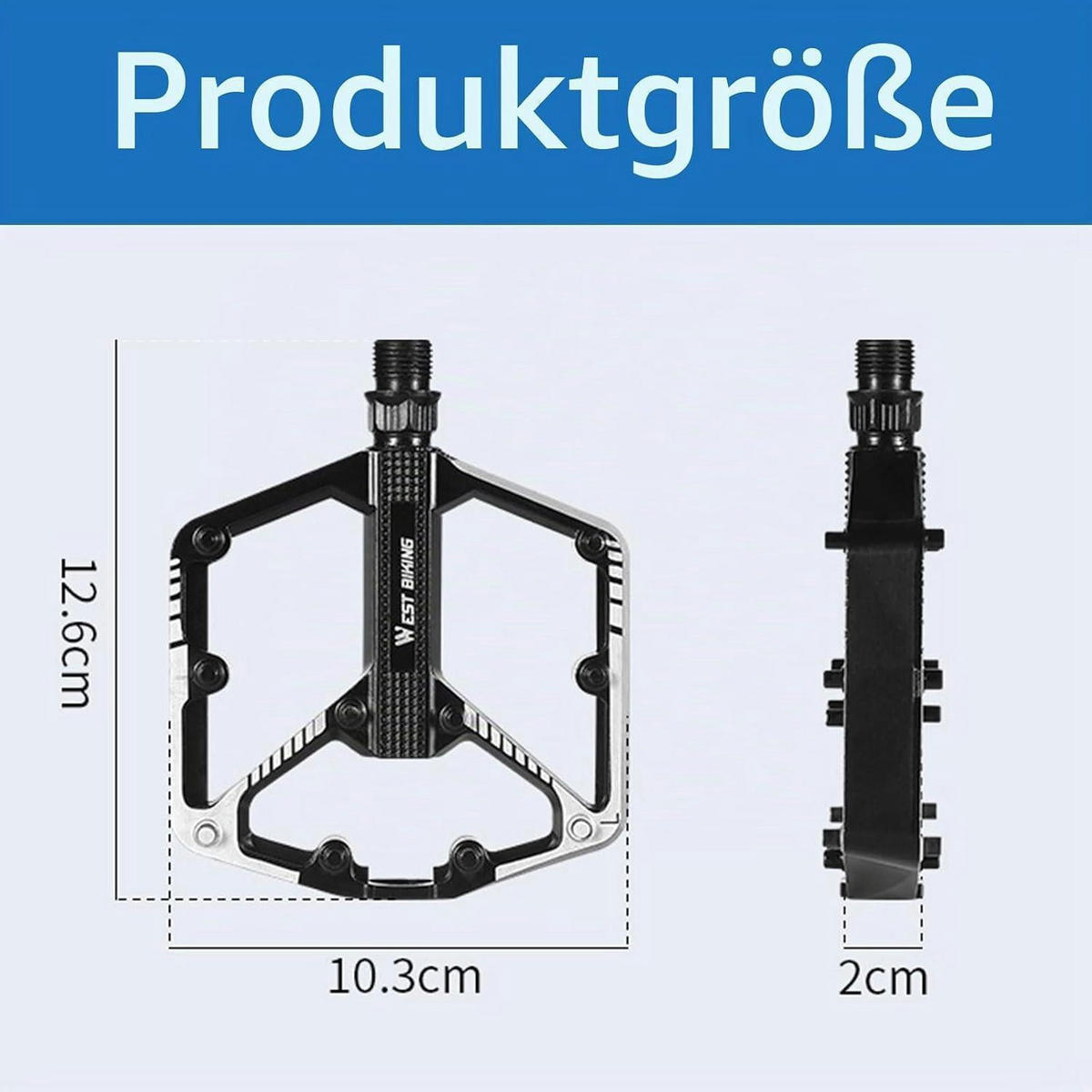FAHRRADPEDALE Aluminiumlegierung Plattform Schwarz 3-Lager Cr-Mo Stahlachse rutschfest - Schwarz, Metall (13.2/1.5/23cm)