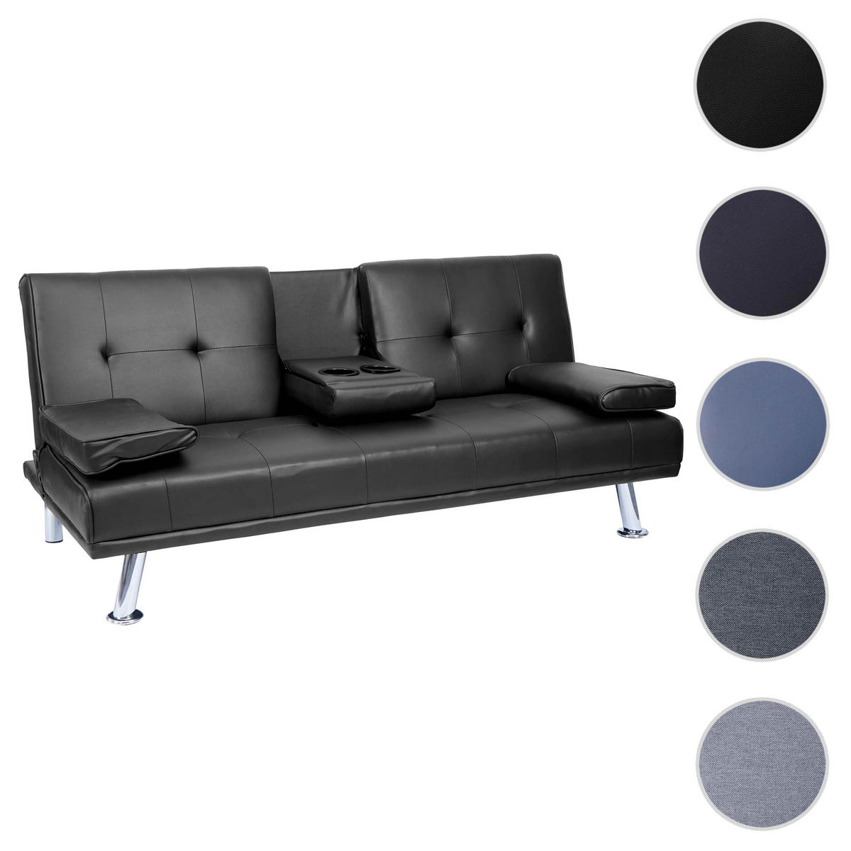 3ER-SOFA Schwarz - Schwarz, Textil (166/77/81cm) - MCW