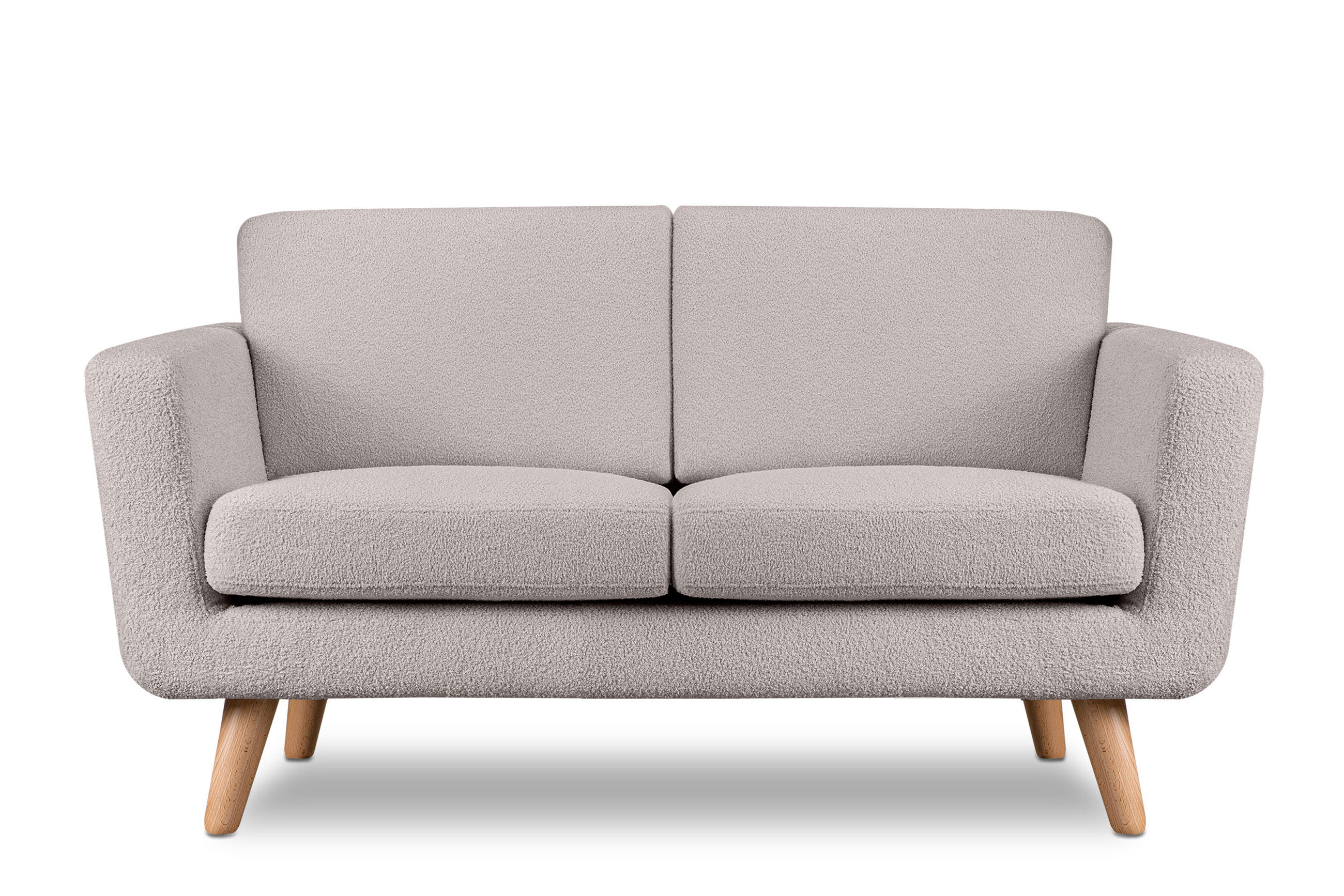 SOFA TAGIO mit Armlehnen, Hellgrau - Hellgrau/Braun, Buchenholz/Textil (153/80/84cm) - KONSIMO®