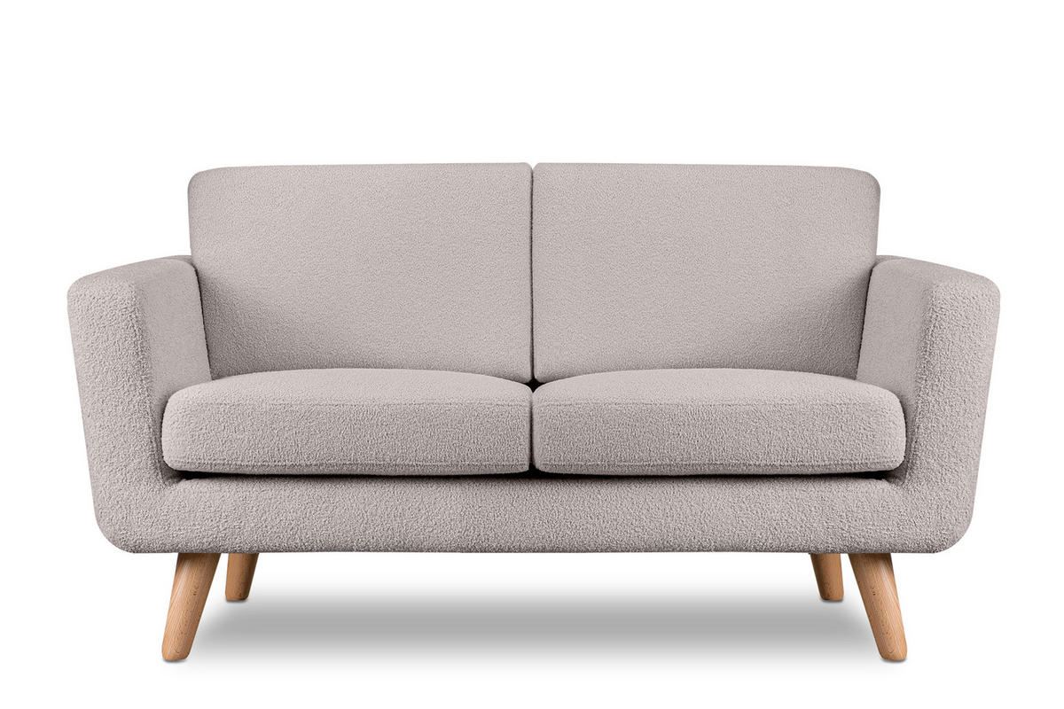 SOFA TAGIO mit Armlehnen, Hellgrau - Hellgrau/Braun, Buchenholz/Textil (153/80/84cm) - KONSIMO®