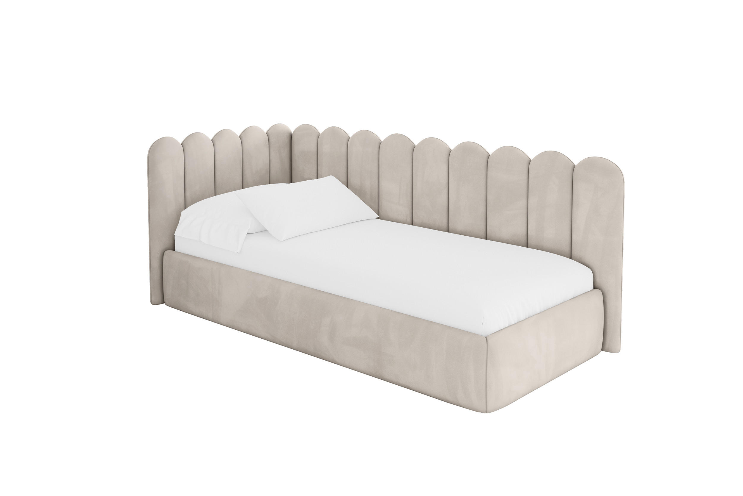EINZELLBETT Jugendbett mit Bettkasten, Rechts - ARTY 90x200 Beige - Sandfarben, Holzwerkstoff/Textil (90/200cm) - ALTDECOR