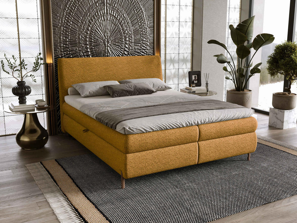 BOXBETT Evia - H3 - Braun, Holzwerkstoff/Textil (160/200cm) - MIRJAN24