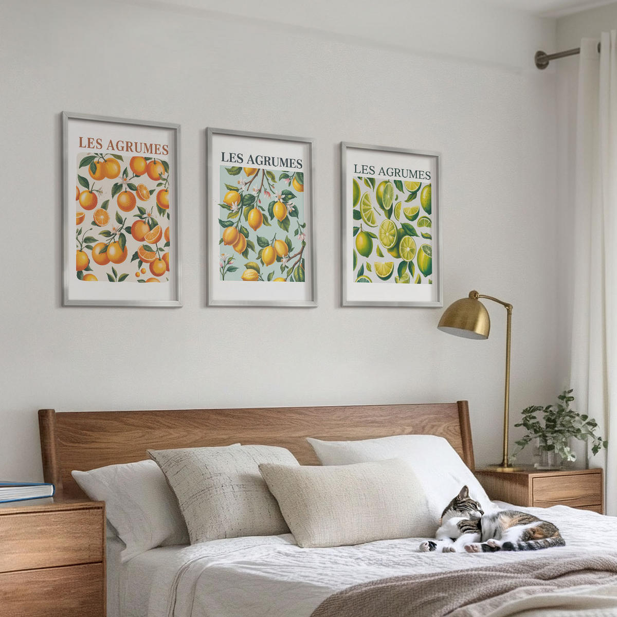 WANDBILDER 3er Set - 40x60 cm Silberner Rahmen - Fruchtige Zitrus-Pastellmuster - Silberfarben, Kunststoff (40/60cm) - ArtPrintCave