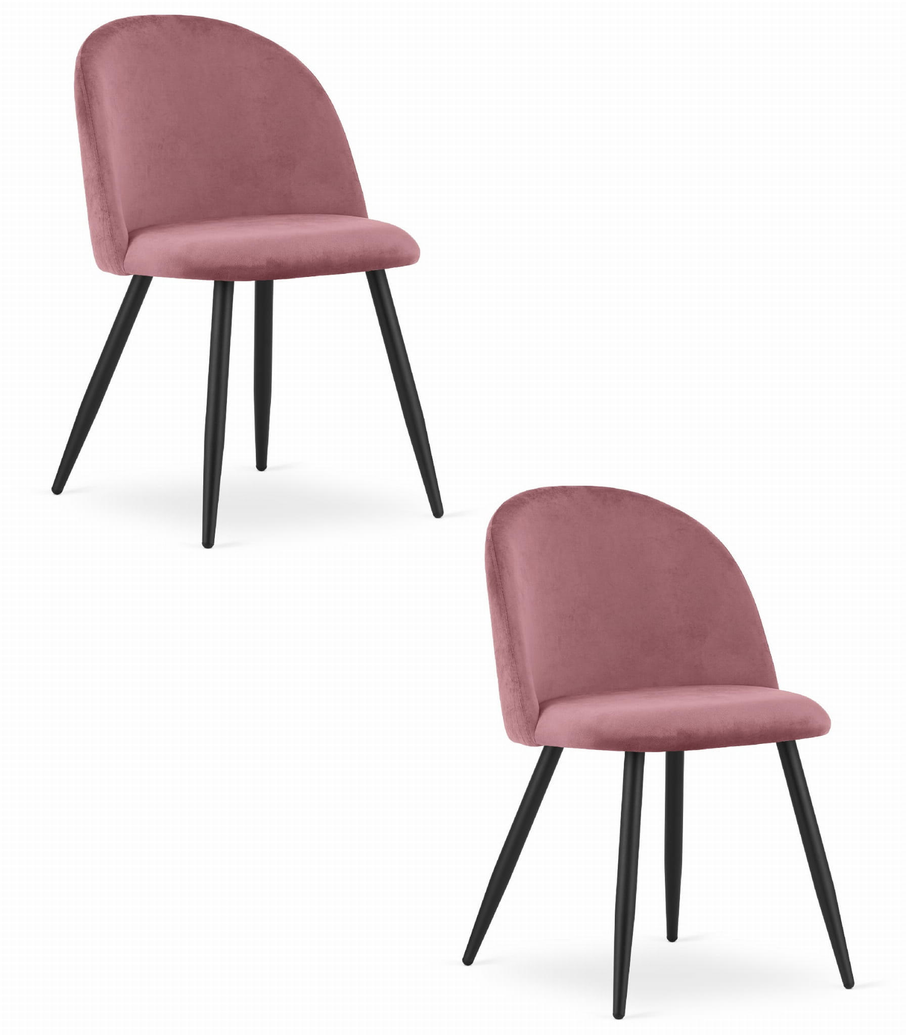 ESSZIMMERSTUHL 2-er Set BELLO dunkelrosa Sitz, schwarze Beine - Dunkelrosa/Schwarz, Textil (46/76.5/42.5cm) - Valora