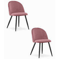 ESSZIMMERSTUHL 2-er Set BELLO dunkelrosa Sitz, schwarze Beine - Dunkelrosa/Schwarz, Textil (46/76.5/42.5cm) - Valora