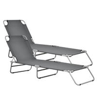 SONNENLIEGE-SET 2 TLG. Carcao - Dunkelgrau, Textil/Metall (186/24/55cm) - casa.pro