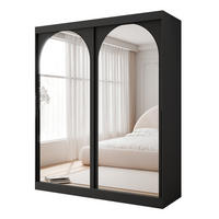 SCHWEBETÜRENSCHRANK CLARITY 2-türig 200/65/215 cm Schwarz / schwarze Griffe - Schwarz, Holzwerkstoff/Kunststoff (200/215/65cm) - Idohome