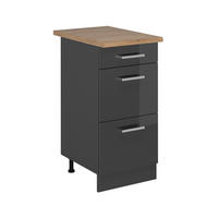 SPODNÍ SKŘÍŇKA KUCHYŇSKÉ LINKY R-Line Antracitový vysoký lesk - antracitová/vysoce lesklá černá, kompozitní dřevo (40/81.6/60cm) - Vicco