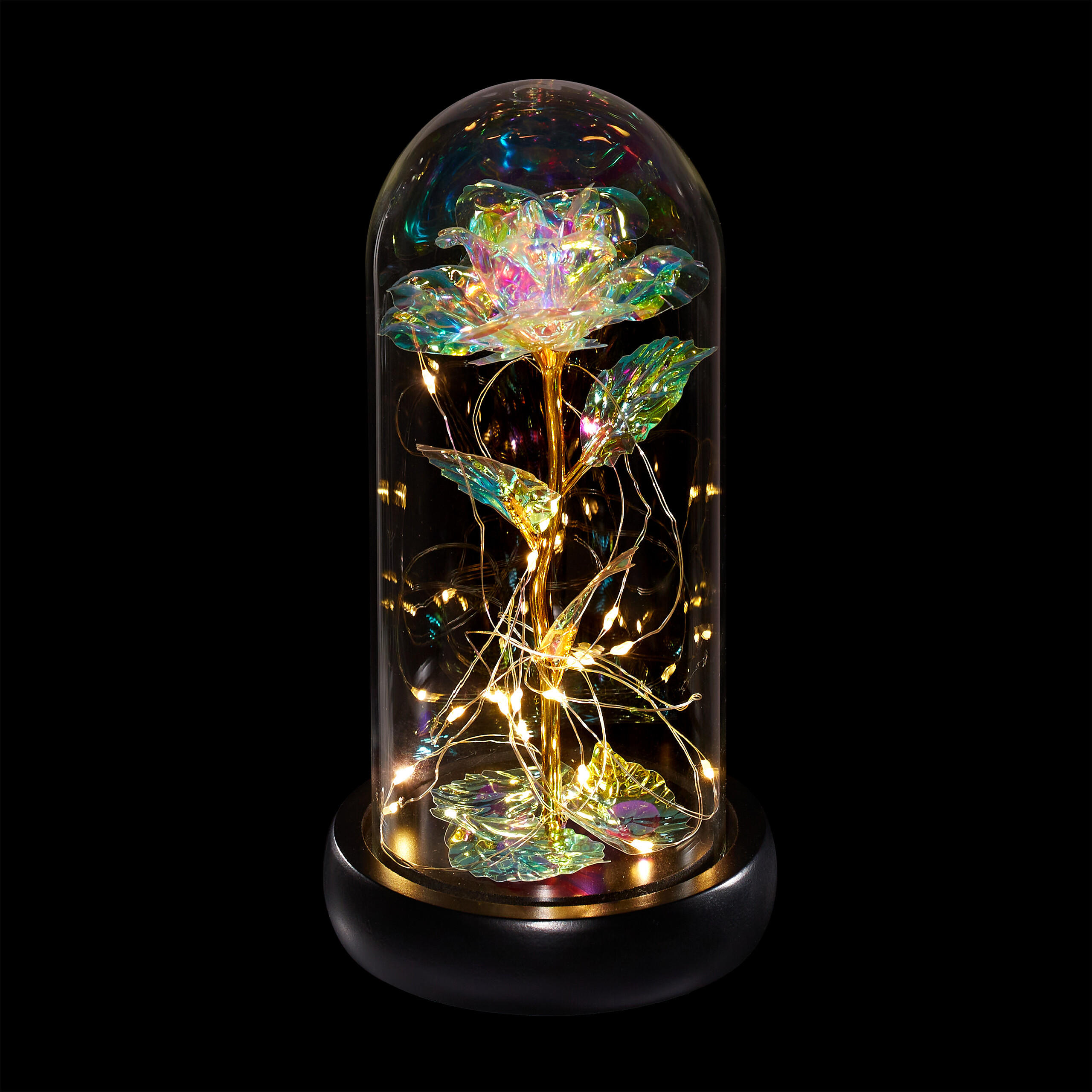 EWIGE Rose - Multicolor, Glas/Holz (11/22/11cm) - Relaxdays